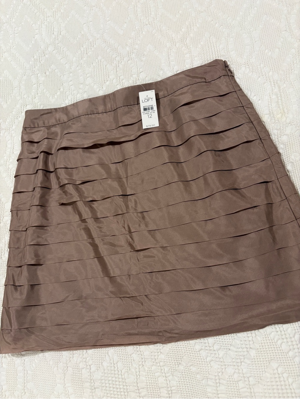 LOFT Taupe Layered Mini Skirt NWT